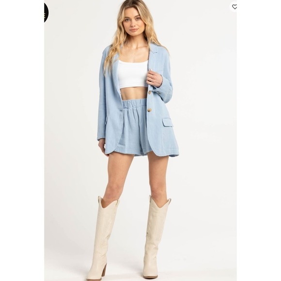 BLANKNYC Off Hours Women's Shorts Elastic Waistband Blue Size S NWT - Picture 1 of 11